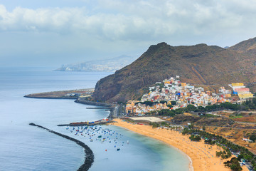Famous beach Playa de las Teresitas,Tenerife, Canary islands, Spain