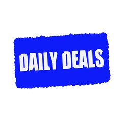 daily deals white stamp text on blood drops blue Background