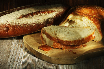 fresh bread on the wooden