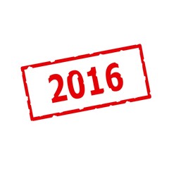 2016 red stamp text on Rectangular white background