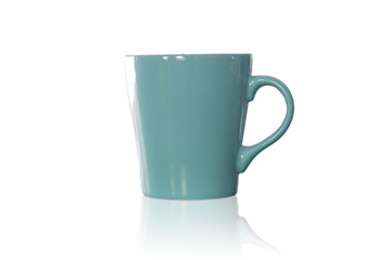 Green coffee mug isolated on white background