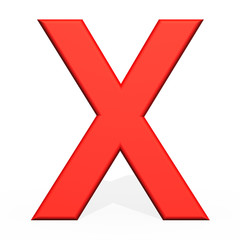 3d rendering letter X isolated on white background