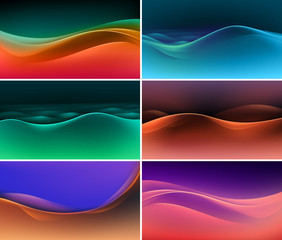 Vector Set of Abstract Colorful Multicolored Wave Backgrounds