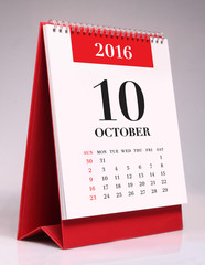 Simple desk calendar 2016 - October