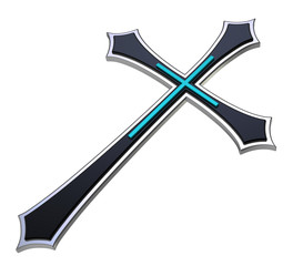 Christian cross isolated on white. Computer generated 3D photo rendering