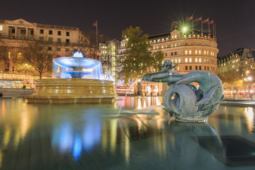 Traveling in the famous Trafalgar Square, London, United Kingdom