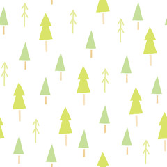 Green spruces seamless pattern. 