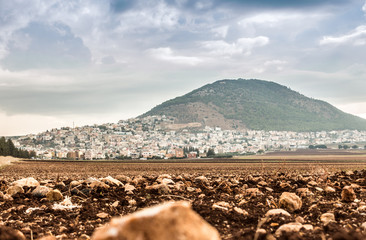 Tabor Mountain and Jezreel Valley in Galilee, Israel