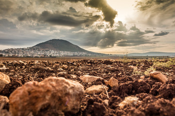 Tabor Mountain and Jezreel Valley in Galilee, Israel