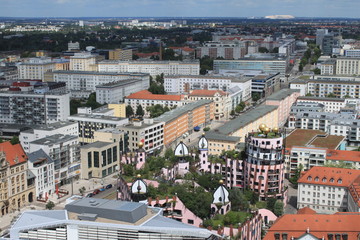 Fototapeta na wymiar Magdeburg, Blick vom Dom nach Norden über das Geschäftszentrum der Landeshauptstadt