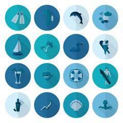 Summer and Beach Simple Flat Icons