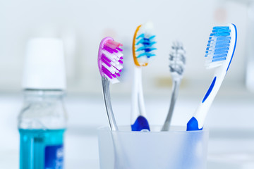 Tooth brushes in glass