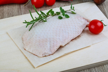 Raw duck breast