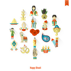 Fototapeta premium Diwali. Indian Festival Icons
