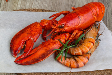 Lobster and shrimps