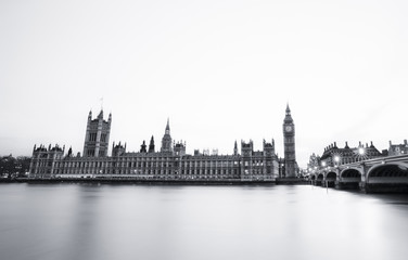 London skyline black and white