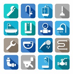Plumbing, icons, colored background, shadow. 