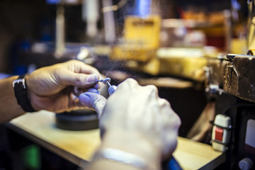 Dust particles flying around during work