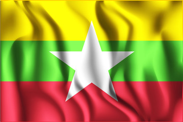 Flag of Myanmar. Rectangular Shape Icon
