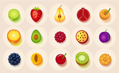 Icons of fruit in a circle