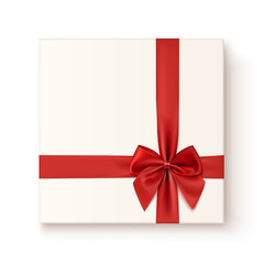 Realistic gift icon with red ribbon an bow.