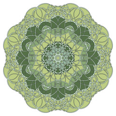 Green abstract circular pattern mandala.