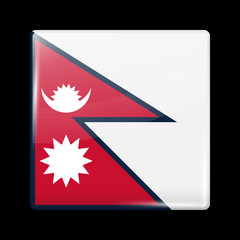 Obraz premium Flag of Nepal. Glassy Icon Square Shape
