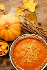 Traditional american homemade pumpkin pie