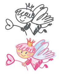 Vector cute angel cartoon.