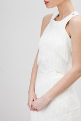 Fototapeta na wymiar Woman in White Dresses