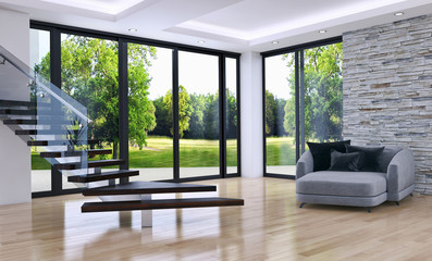 Soggiorno con scala © 3DarcaStudio