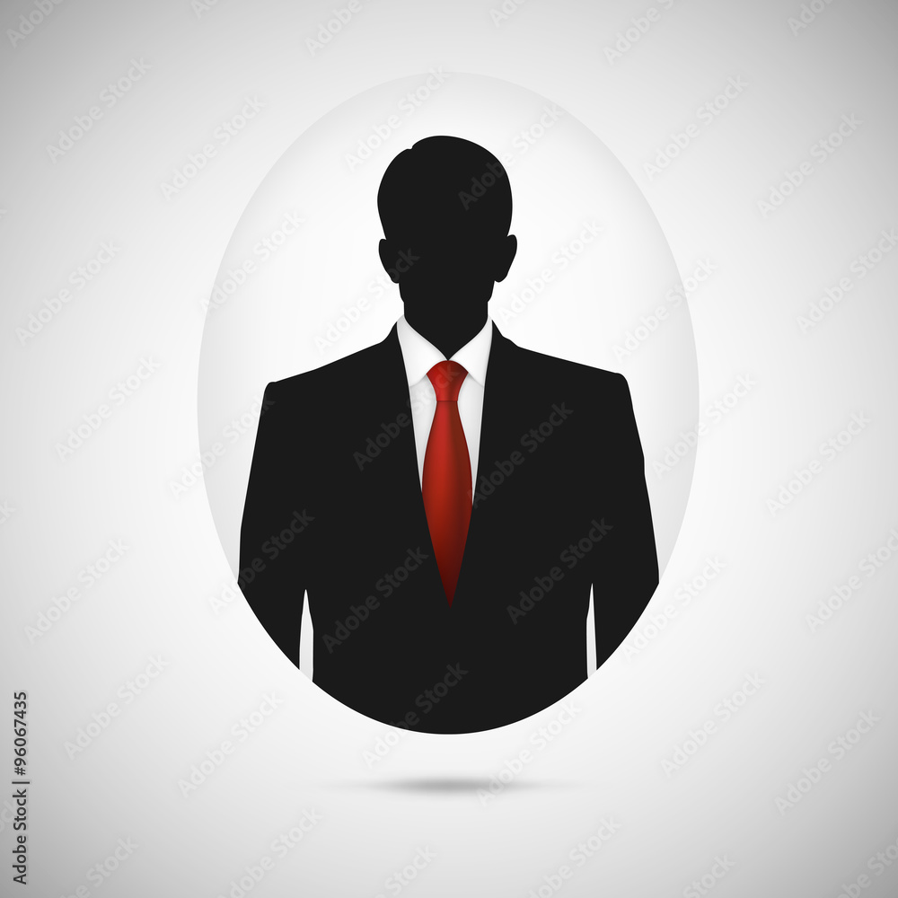 Canvas Prints Male person silhouette. Profile picture whith red tie.