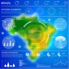 Brazil, infographics for business data visualization with blurre