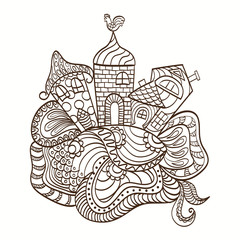 cartoon houses zentangl