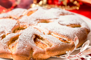 apple pie with Christmas decorations