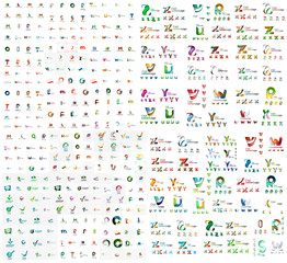 Mega set of geomeric company logos. Corporate business branding design elements