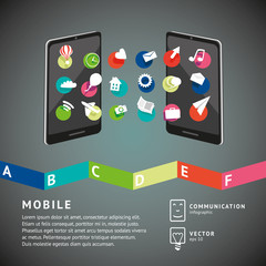 Mobile phones with share icons.