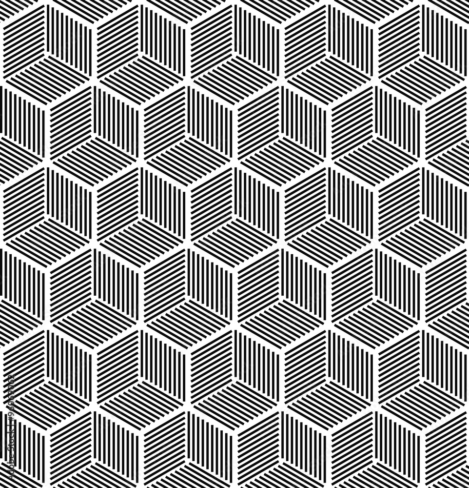 Poster seamless hexagonal line cube pattern