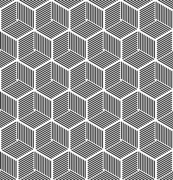 Seamless hexagonal line cube pattern
