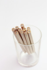 Close-up image of pencils.Shallow depth of field composition and vintage color.