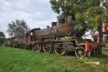 Fototapeta na wymiar Old steam locomotive in Nis. Serbia