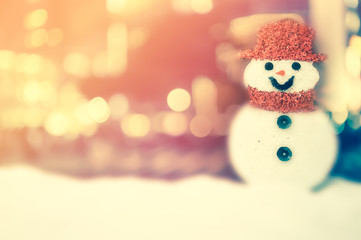 snowman on bokeh for Christmas background
