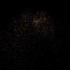 Colorful explosion of confetti. Grainy abstract  colorful texture on a black background. Design element. Vector illustration,eps 10.