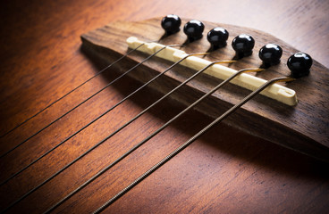 acoustic guitar focus on strings
