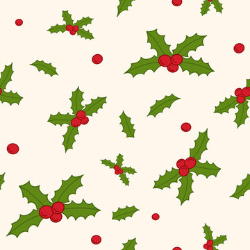 Christmas pattern with holly
