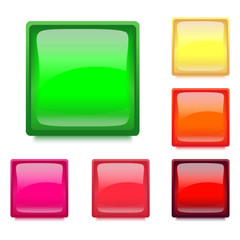  Set with Glossy Square Color Web Buttons