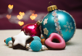 Christmas balls with romantic light