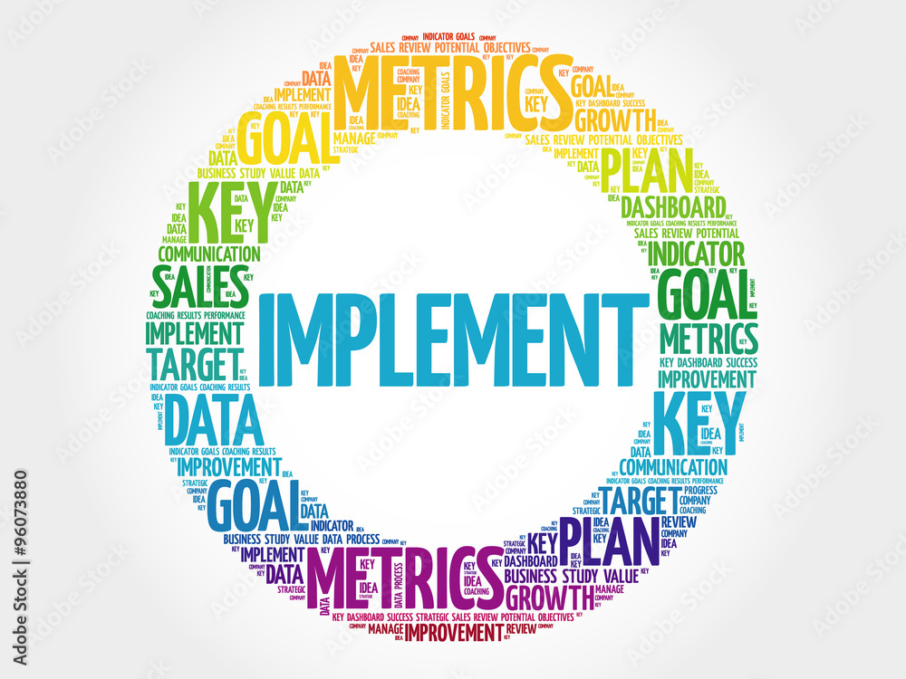 Poster implement circle word cloud, business concept background