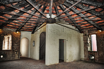inside of an old roof in hdr