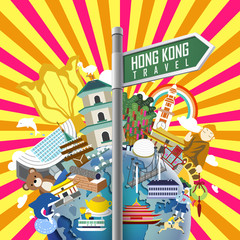 Naklejka premium Hong Kong travel poster